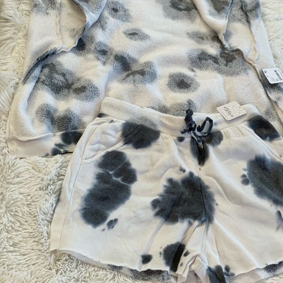 New with tags FREE PEOPLE KELLY WASHED TIE DYE SET BLACK COMBO Fleece exterior - Picture 5 of 5